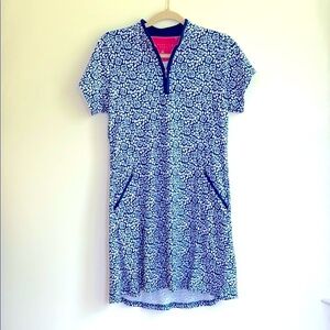 Bermuda Sands Navy & White Floral‎ Dress Size M